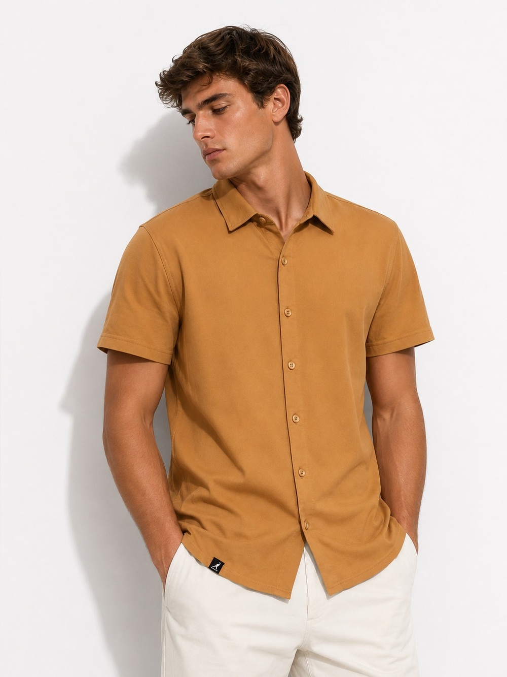 Kangol Men's Camel Button Down Shirt